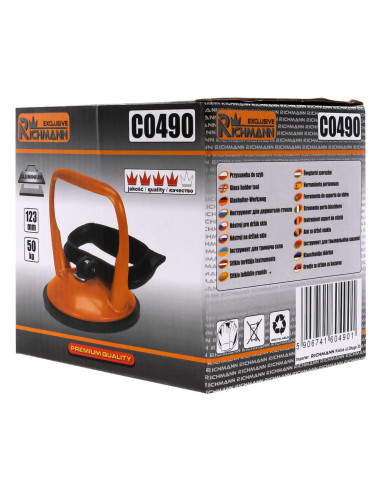 Ventuza pentru transport si montat parbrize, geamuri, placi marmura, granit, Richmann Exclusive, 1 brat, max 50 kg, 123 mm