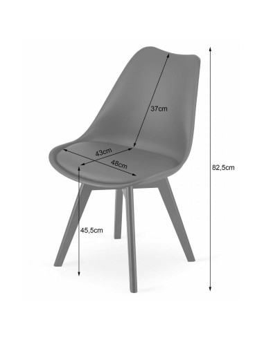 Scaun bucatarie/living, Artool, Mark, PP, grafit si negru, 49x55.5x82.5 cm