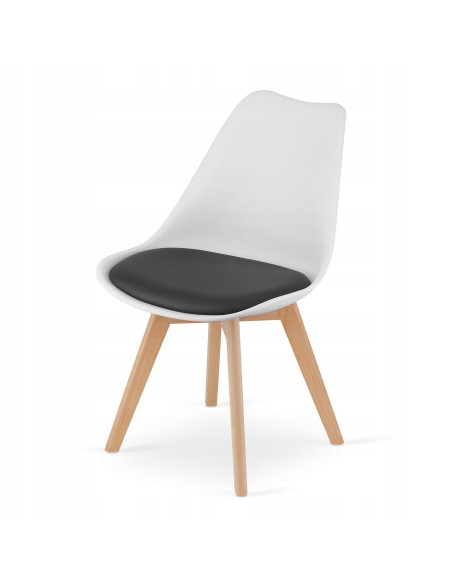 Scaun bucatarie/living, Artool, Mark, PP, lemn, alb, perna neagra, 49x43x82 cm