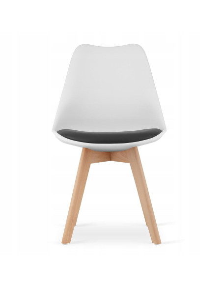 Scaun bucatarie/living, Artool, Mark, PP, lemn, alb, perna neagra, 49x43x82 cm