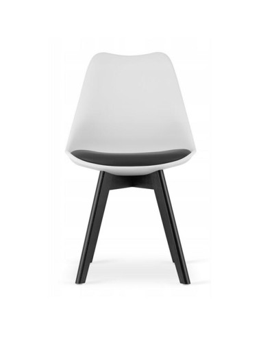 Scaun bucatarie/living, Artool, Mark, PP, alb si negru, perna neagra, 49x43x82 cm