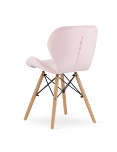 Set 4 scaune stil scandinav, Artool, Lago, catifea, lemn, roz, 48x43x74 cm 2