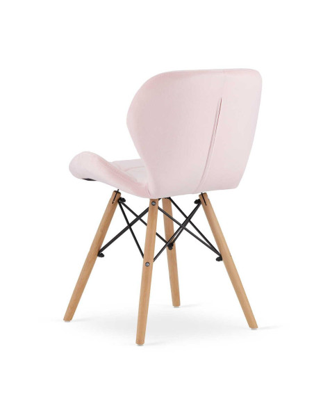 Set 4 scaune stil scandinav, Artool, Lago, catifea, lemn, roz, 48x43x74 cm