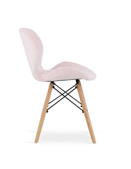 Set 4 scaune stil scandinav, Artool, Lago, catifea, lemn, roz, 48x43x74 cm