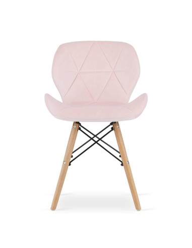 Set 4 scaune stil scandinav, Artool, Lago, catifea, lemn, roz, 48x43x74 cm