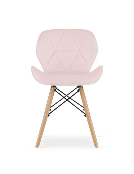 Set 4 scaune stil scandinav, Artool, Lago, catifea, lemn, roz, 48x43x74 cm