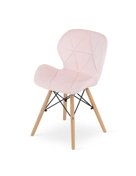 Set 4 scaune stil scandinav, Artool, Lago, catifea, lemn, roz, 48x43x74 cm