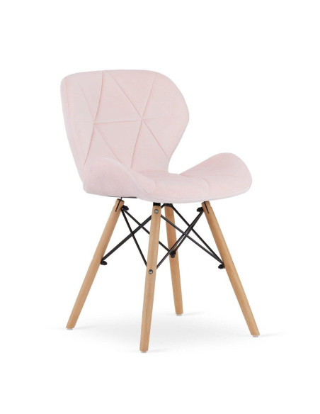 Set 4 scaune stil scandinav, Artool, Lago, catifea, lemn, roz, 48x43x74 cm