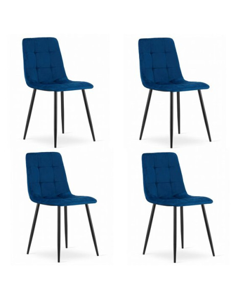 Set 4 scaune bucatarie/living, Artool, Kara, catifea, metal, bleumarin si negru, 44.5x50.5x87 cm