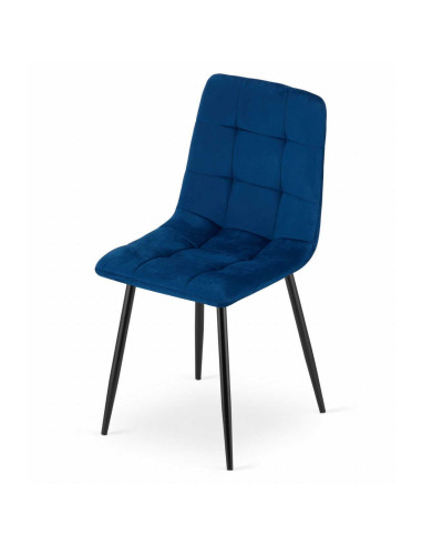 Set 4 scaune bucatarie/living, Artool, Kara, catifea, metal, bleumarin si negru, 44.5x50.5x87 cm