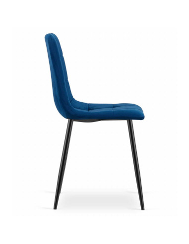 Set 4 scaune bucatarie/living, Artool, Kara, catifea, metal, bleumarin si negru, 44.5x50.5x87 cm