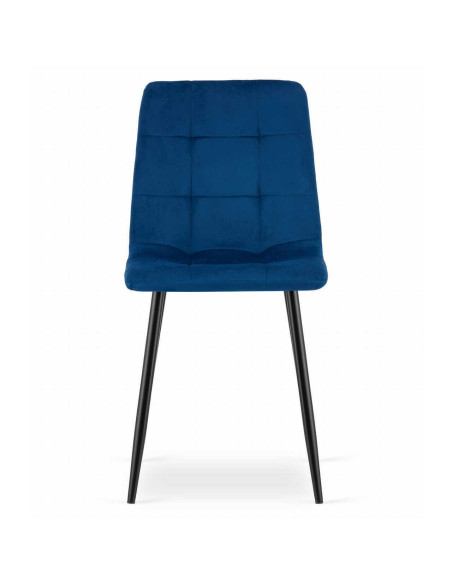 Set 4 scaune bucatarie/living, Artool, Kara, catifea, metal, bleumarin si negru, 44.5x50.5x87 cm
