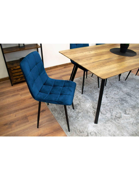 Set 4 scaune bucatarie/living, Artool, Kara, catifea, metal, bleumarin si negru, 44.5x50.5x87 cm