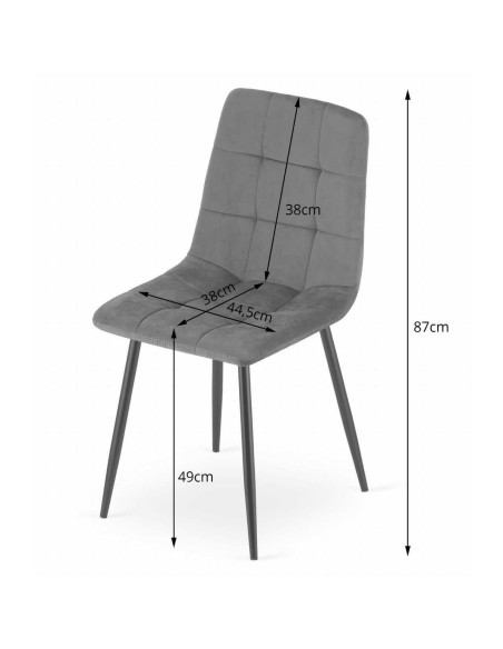 Set 4 scaune bucatarie/living, Artool, Kara, catifea, metal, bleumarin si negru, 44.5x50.5x87 cm