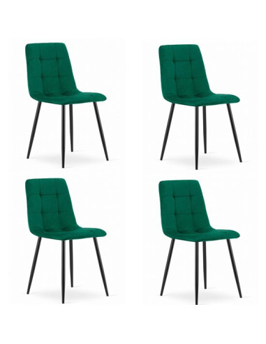 Set 4 scaune bucatarie/living, Artool, Kara, catifea, metal, verde si negru, 44.5x50.5x87 cm