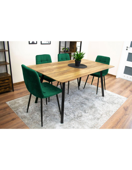 Set 4 scaune bucatarie/living, Artool, Kara, catifea, metal, verde si negru, 44.5x50.5x87 cm