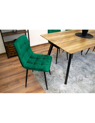 Set 4 scaune bucatarie/living, Artool, Kara, catifea, metal, verde si negru, 44.5x50.5x87 cm