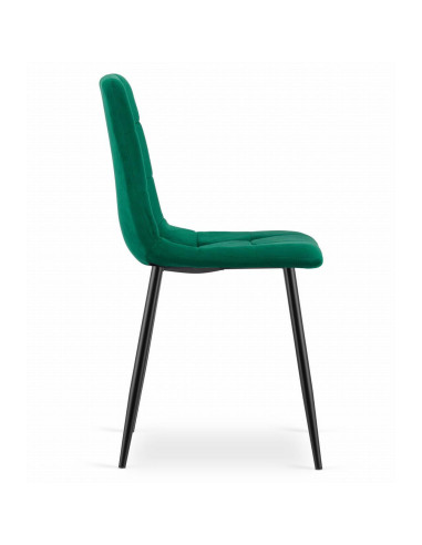 Set 4 scaune bucatarie/living, Artool, Kara, catifea, metal, verde si negru, 44.5x50.5x87 cm