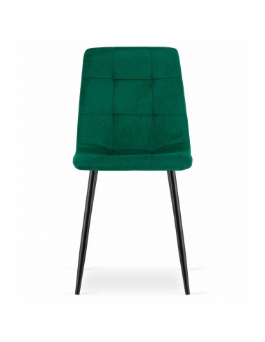 Set 4 scaune bucatarie/living, Artool, Kara, catifea, metal, verde si negru, 44.5x50.5x87 cm
