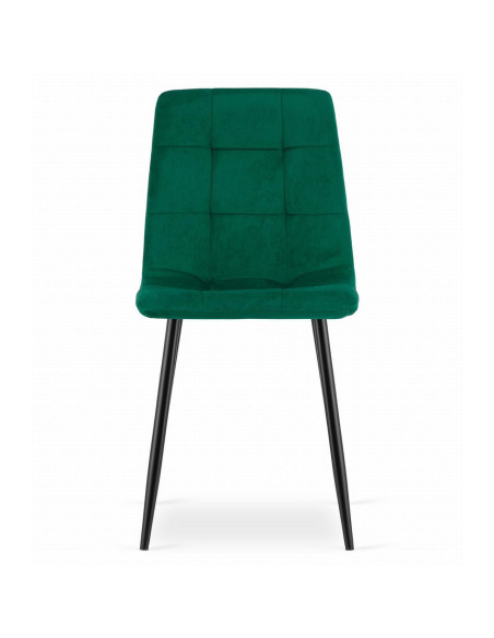 Set 4 scaune bucatarie/living, Artool, Kara, catifea, metal, verde si negru, 44.5x50.5x87 cm