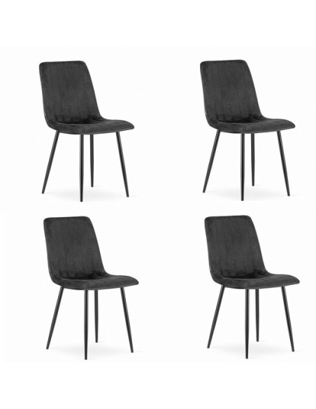 Set 4 scaune bucatarie/living, Artool, Lava, catifea, metal, negru, 43x51x90 cm