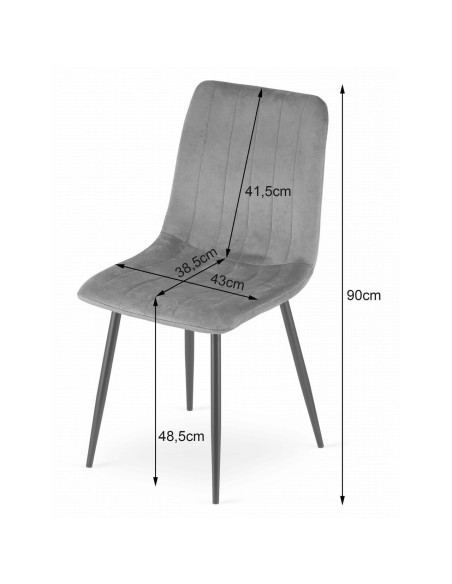 Set 4 scaune bucatarie/living, Artool, Lava, catifea, metal, negru, 43x51x90 cm