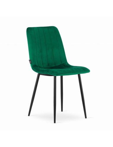 Set 4 scaune bucatarie/living, Artool, Lava, catifea, metal, verde si negru, 43x51x90 cm