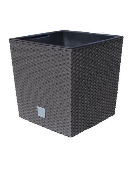 Ghiveci decorativ de flori, Prosperplast, Rato, imitatie ratan, patrat, maro, 40x40x40.8 cm