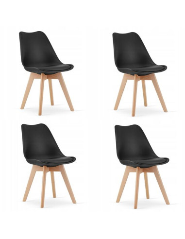 Set 4 scaune bucatarie/living, Artool, Mark, PP, lemn, negru, 49x43x82 cm