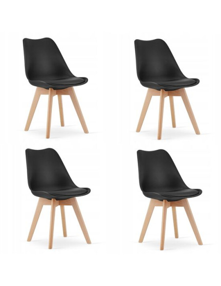 Set 4 scaune bucatarie/living, Artool, Mark, PP, lemn, negru, 49x43x82 cm