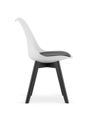 Set 4 scaune bucatarie/living, Artool, Mark, PP, alb si negru, perna neagra, 49x43x82 cm