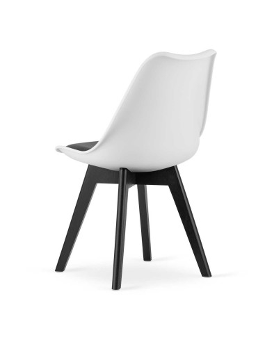 Set 4 scaune bucatarie/living, Artool, Mark, PP, alb si negru, perna neagra, 49x43x82 cm