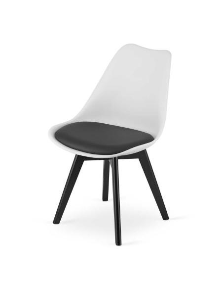 Set 4 scaune bucatarie/living, Artool, Mark, PP, alb si negru, perna neagra, 49x43x82 cm