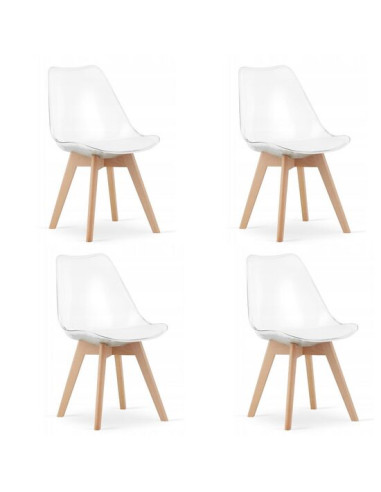 Set 4 scaune bucatarie/living, Artool, Mark, PP, lemn, transparent, 49x42x82.5 cm