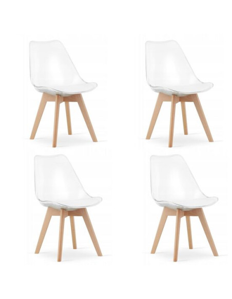 Set 4 scaune bucatarie/living, Artool, Mark, PP, lemn, transparent, 49x42x82.5 cm