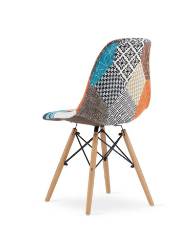 Set 4 scaune bucatarie/living, Artool, Seul, textil, lemn, mozaic multicolor, 46.5x56.5x82.5 cm