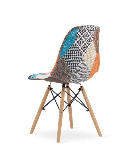 Set 4 scaune bucatarie/living, Artool, Seul, textil, lemn, mozaic multicolor, 46.5x56.5x82.5 cm