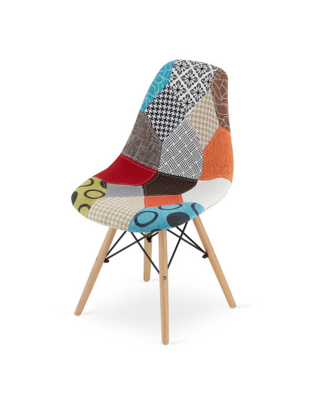 Set 4 scaune bucatarie/living, Artool, Seul, textil, lemn, mozaic multicolor, 46.5x56.5x82.5 cm