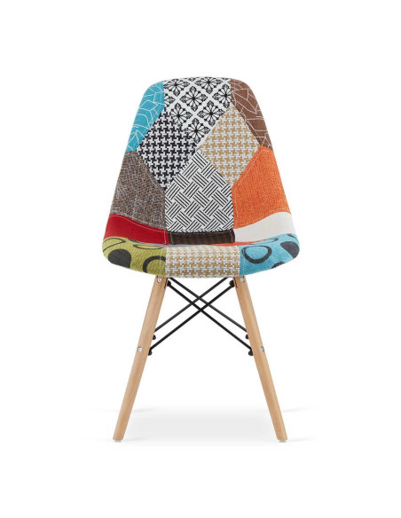 Set 4 scaune bucatarie/living, Artool, Seul, textil, lemn, mozaic multicolor, 46.5x56.5x82.5 cm