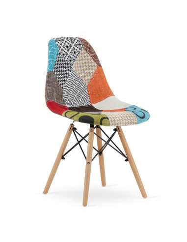 Set 4 scaune bucatarie/living, Artool, Seul, textil, lemn, mozaic multicolor, 46.5x56.5x82.5 cm