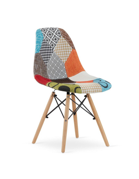 Set 4 scaune bucatarie/living, Artool, Seul, textil, lemn, mozaic multicolor, 46.5x56.5x82.5 cm