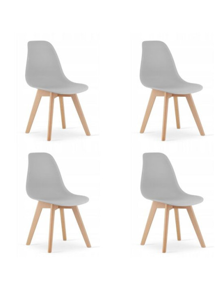 Set 4 scaune bucatarie/living, Artool, Kito, PP, lemn, gri, 46x54.5x80 cm