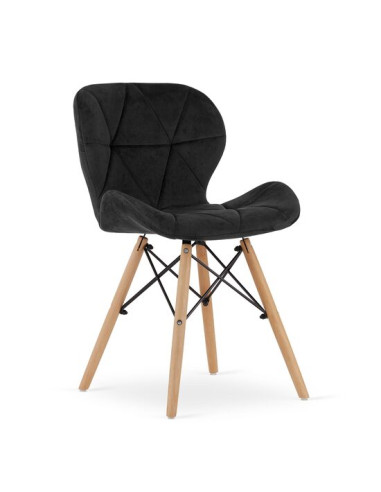 Scaun stil scandinav, Artool, Lago, catifea, lemn, negru, 48x43x74 cm