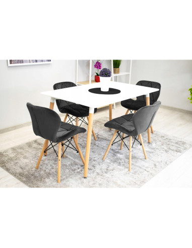 Scaun stil scandinav, Artool, Lago, catifea, lemn, negru, 48x43x74 cm