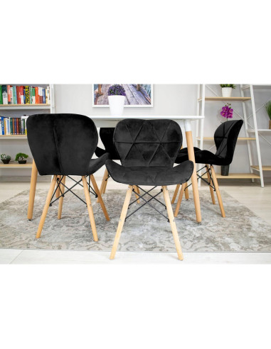 Scaun stil scandinav, Artool, Lago, catifea, lemn, negru, 48x43x74 cm