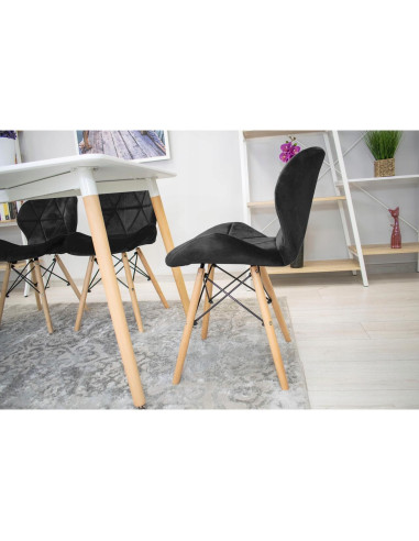 Scaun stil scandinav, Artool, Lago, catifea, lemn, negru, 48x43x74 cm