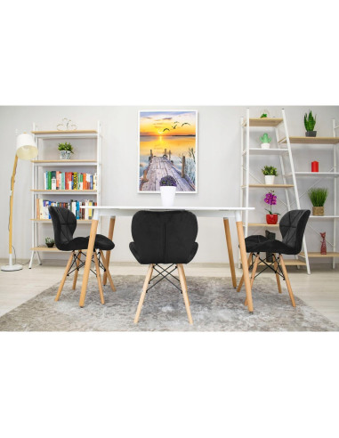 Scaun stil scandinav, Artool, Lago, catifea, lemn, negru, 48x43x74 cm