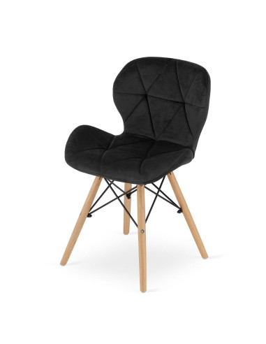 Scaun stil scandinav, Artool, Lago, catifea, lemn, negru, 48x43x74 cm