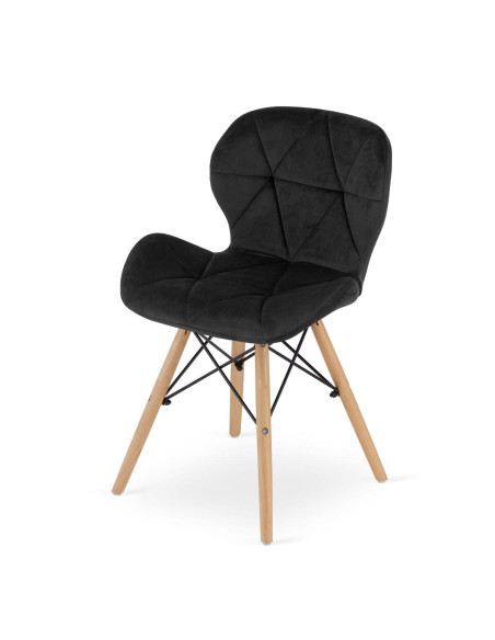Scaun stil scandinav, Artool, Lago, catifea, lemn, negru, 48x43x74 cm