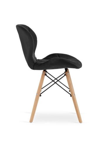Scaun stil scandinav, Artool, Lago, catifea, lemn, negru, 48x43x74 cm